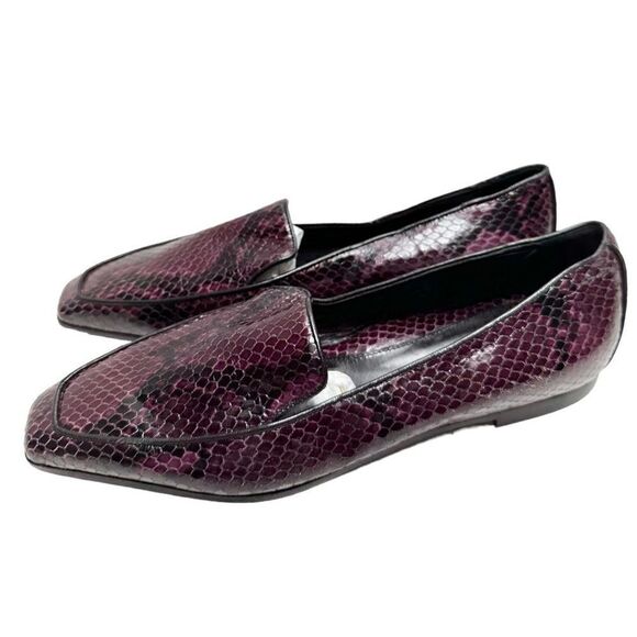 Marion Parke Shoes Womens Size 6.5US Python Snakeskin Loafers Purple Black - Picture 1 of 12